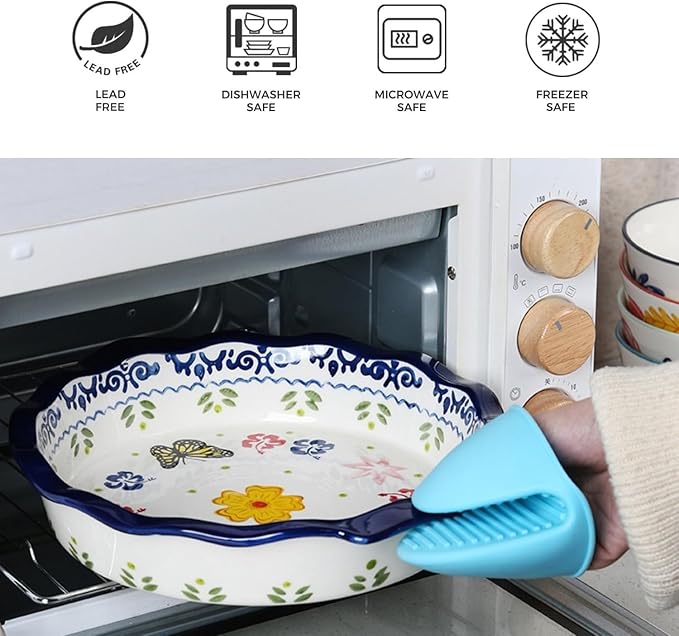 Pie Pans, 11 Inches Ceramic Quiche Pans, Round Pie Tins for Pie, Pizza, Cake, Dinner, Banquet,Oven Safe