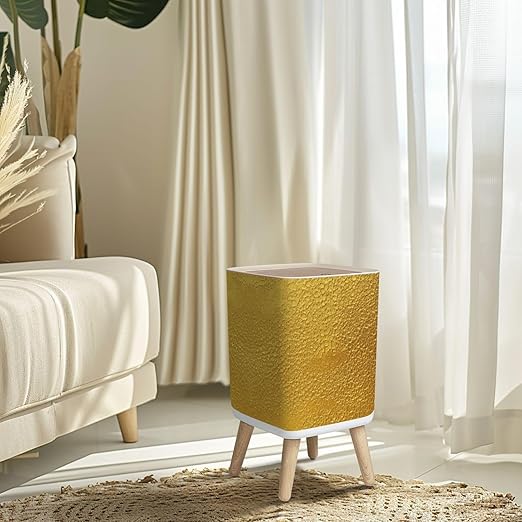 Small Trash Can with Lid Gold texture for cover cards flyers poster Bronze paint Stone backdrop Wastebasket with Press Cover Dog Proof Garbage Can Waste Bin for Kitchen Bathroom Nursery 2.6 Gallon