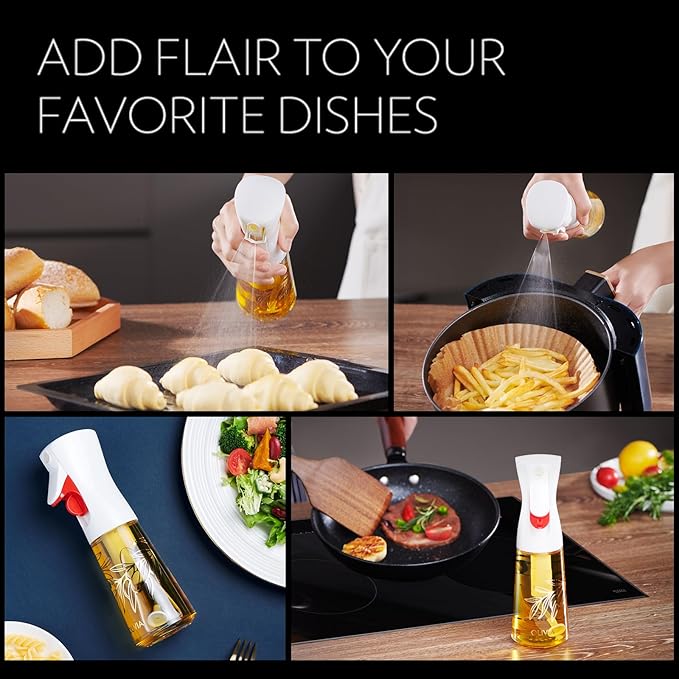 FLAIROSOL OLIVIA 130ml and 200ml Glass Olive Oil Sprayer, Olive Oil Sprayer for Cooking, Kitchen, Air Fryer, Salad, BBQ (Golden Leaves)