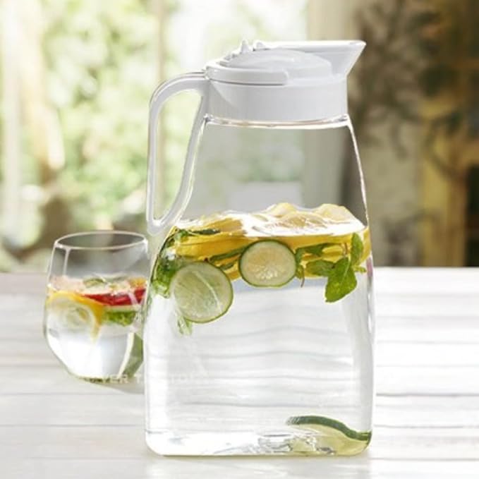 Large Airtight Water Pitcher for Fridge – 99oz (3.1QT) Leakproof Family Size Jug for Tea, Coffee & Juice, LargePour Design with Locking Lid, Easy Pour Handle, Dishwasher Safe, Made in Japan