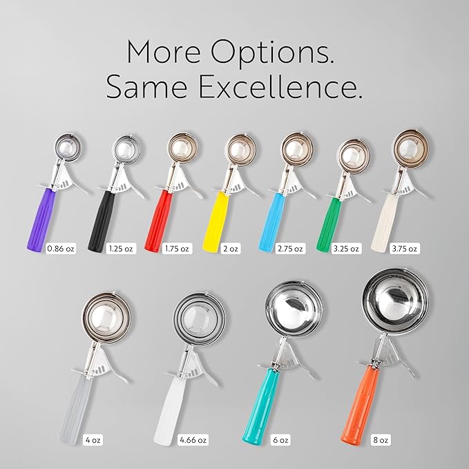 Restaurantware Met Lux 2 Ounce Portion Scoop 1 Trigger Release Cookie Scoop - With Yellow Handle Stainless Steel Disher For Portion Control Scoop Cookie Dough Cupcake Batter Or Ice Cream