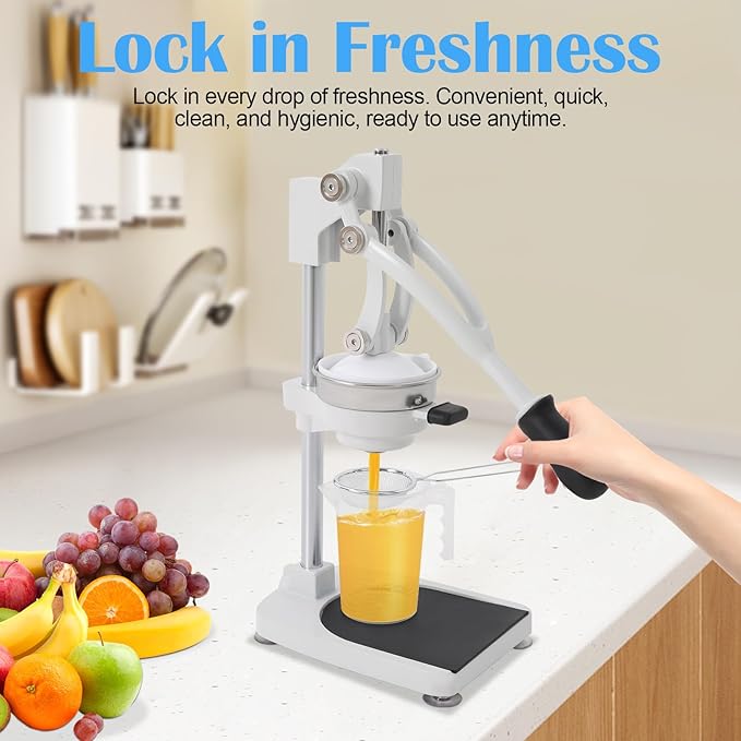 Manual Orange Juicer Squeezer, Heavy Duty Hand Press Citrus Juicer, Juice Yield 99% with 18Oz Measuring Cup Capacity, Commercial Grade, Easy to Clean for Citrus, Lemon, Pomegranate, Lime, Grapefruit