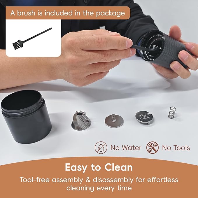Manual Coffee Grinder with Stainless Steel Conical Grinding Burr Hand Crank Coffee Bean Grinder Mill for Espresso Pour Over French Press Moka for Office Home Camping Traveling