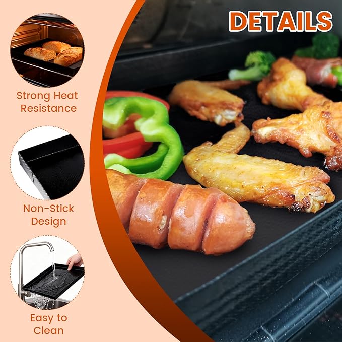 Professional-Grade 2-Pack PTFE Solid Oven Baskets, 13.5x14.5x1 Inch Non-Stick Solid Oven Trays for Commercial Kitchens & High-Volume Cooking