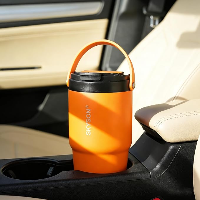 minkah Fast Extraction Mini Electric Coffee Maker - Portable Filter Coffee Brewer for Travel,Insulated Stainless Steel Tumbler,30 oz Reusable Iced Coffee Cup Machine,Hot Coffee Mug with Lid (Grey)