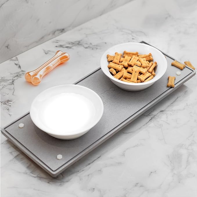 Momo Lifestyle DryRack® Stone Tray 17.5″ × 6.85″ Graphite Gray — Elevated Diatomaceous-Earth Multi-Use Drying & Pet-Feeding Platform, No Rust, No Mold, Kitchen Counter & Pet Area