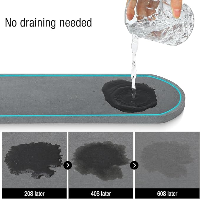 Sponge Holder for Kitchen Sink with High Brush Holder, [Stay-Dry Anywhere & No Drainage Needed] Rustproof Stainless Steel Kitchen Sink Caddy Organizer with Water Absorbing Stone Tray, Silver