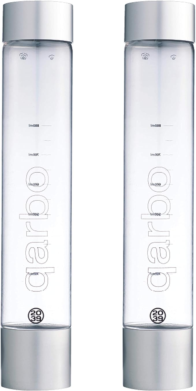 Twenty39 qarbo CLASSIC 1L Water Bottles for Sparkling Water Maker and Fruit Infuser - Set of 2 (Chrome)