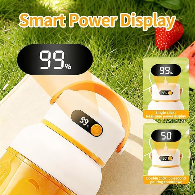 Portable Electric Juicer Cup with Zero Cord Hassle,Fresh Juice Mini Fast Portable,18000 Rpm High Speed with Digital Display&Leakproof Lid,Automatic Cleaning with Straw and Two Lids (800ml/28.22oz)