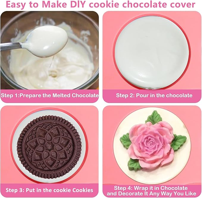 Sidosir 3Pcs Oreo Cookie Chocolate Silicone Mold, 7-Cavity Round Cylinder Oreo Chocolate Cover Molds for Candy, Silicone Baking Molds for Mini Cakes, Jelly