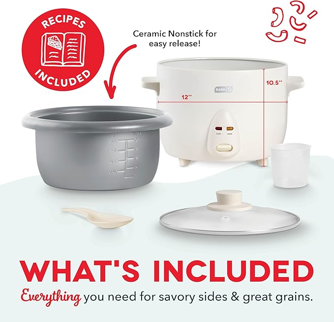 Dash Family Sized Rice Cooker - Large-Capacity Rice Cooker - Features Ceramic, Nonstick Surface & Keep Warm Function - Great for Convenient Meal Prep & Family Meals - 20-Cup Capacity