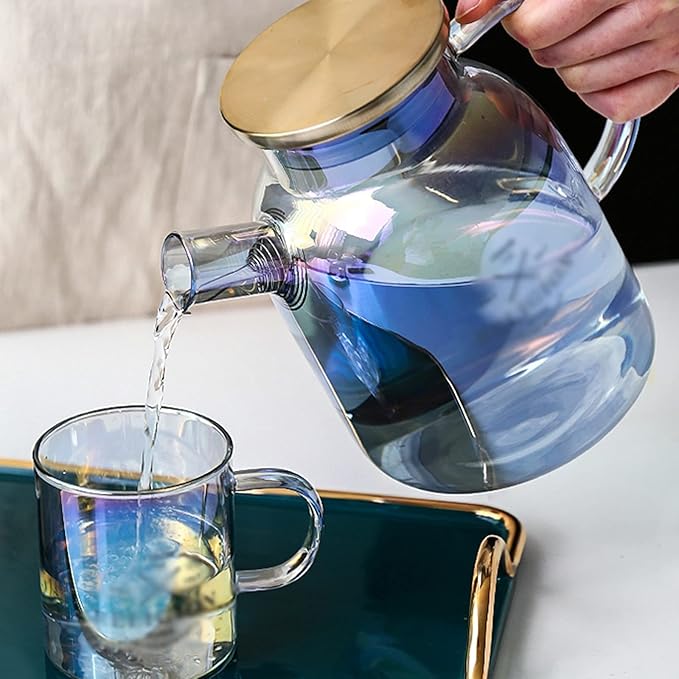 Pitcher Glass Pitcher with Spiral Filter High Temperature Resistant Kettle with Lid Large Capacity Teapot with Anti-scald Handle Hot/Cold Water Carafe (Size : CH)