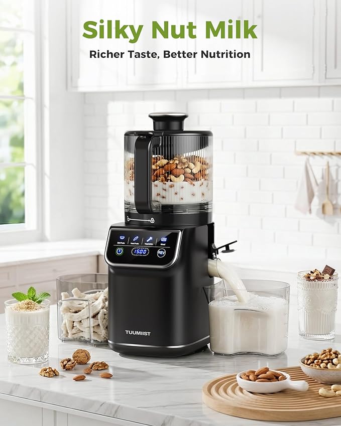 TUUMIIST 3-in-1 Cold Press Juicer Machine, Smart Touch Masticating Juicers for Whole Fruit & Vegetable, 6.5" Wide Chute Slow Juicer for Nut Milk & Sorbet, High Yield, 100oz Large Capacity, Easy Clean
