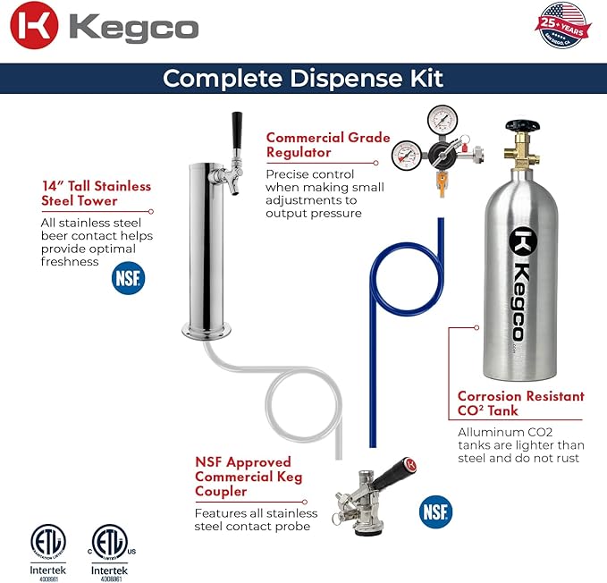 Kegco K309X-1 Keg Dispenser, 1 Faucet, Black Stainless Steel