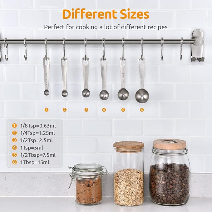 U-Taste 18/8 Stainless Steel Measuring Spoons Set for Dry and Liquid Ingredients(Set of 6), aU-Taste 18/8 Stainlessnd Upgraded Measuring Cups and Spoons Set of 10 with Reinforced Welded Handle (Color)