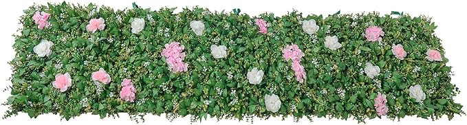 VEVOR Artificial Luxury‌ Flower Wall Backdrop, 2 PCS, Each Panel 2 x 8 ft, Gorgeous 3D Silk Floral Backdrop Pet Friendly, Easy Installation Flower Wall Panel for Wedding, Event, Party,Mixed Leaf