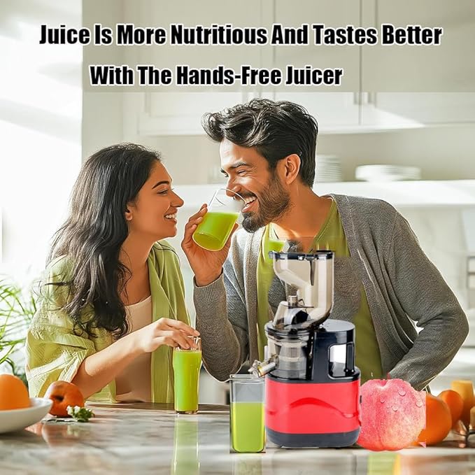 Juicer Machines, Cold Press Juicer Machines With 3.3" Large Feed Chute, Self Feeding For Juice Extractor Fit Whole Fruits And Vegetables, High Juice Yield Easy Cleaning
