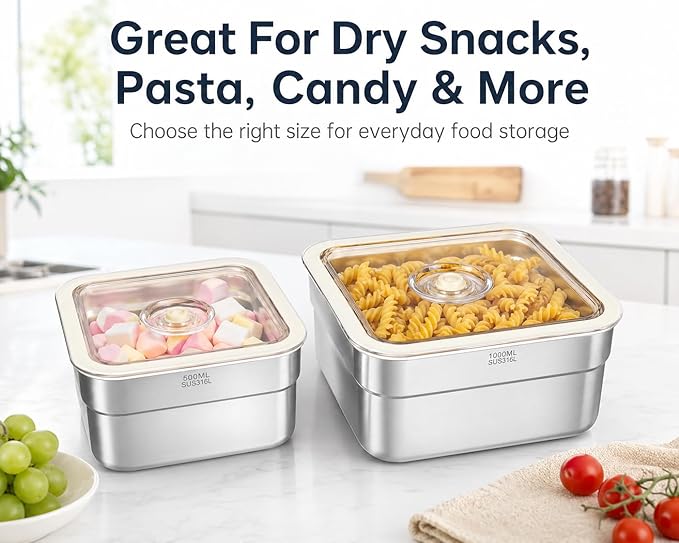 Vacuum Sealed Food Storage Container with Air Valve (1600ml)，Works With Handheld Vacuum Sealer Machine(Vacuum Sealer Not Included)