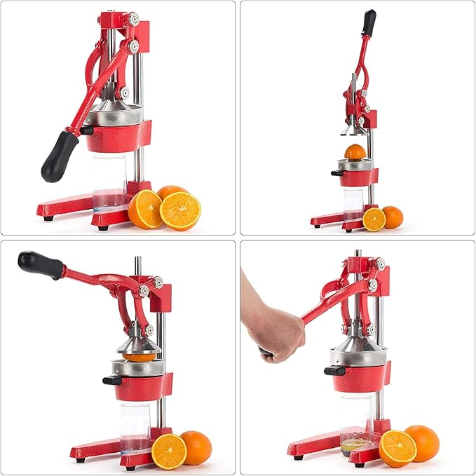 CO-Z Manual Citrus Juicer, Professional Orange and Lemon Juice Maker, Easy to Clean, Red