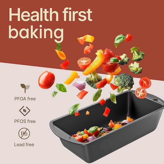 Loaf Pan Set 2-Piece - Deluxe Nonstick Carbon Steel Bakeware for Perfect Bread and Cakes – Dishwasher Safe, Premium Pans for Home Baking