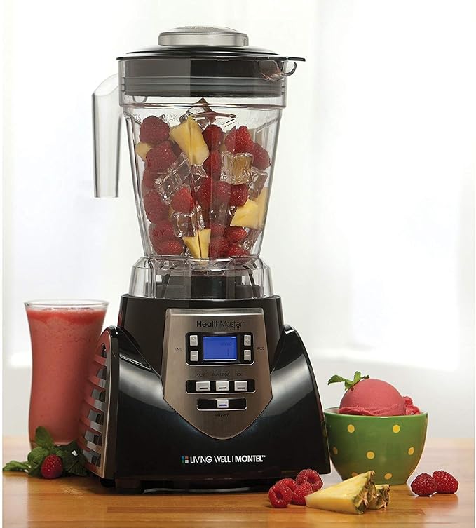 JLA-8 Professional Countertop Blender, Emulsifier 1200-Watt with 60-oz BPA Free Jar Stainless Steel Blades for Frozen Drinks, Smoothies, Sauces & More, Black