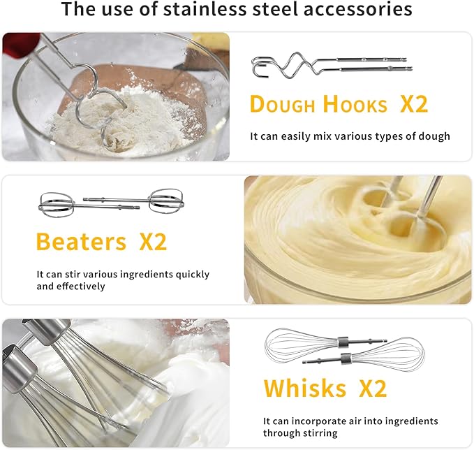 9-Speed Hand Mixer Electric,400W Powerful Red & Gold Electric Hand Mixer,handheld Mixer for Baking Cake Egg Cream,Turbo Boost/Digital Display + 9 Speed + Eject Button + 6 Stainless Steel Accessories