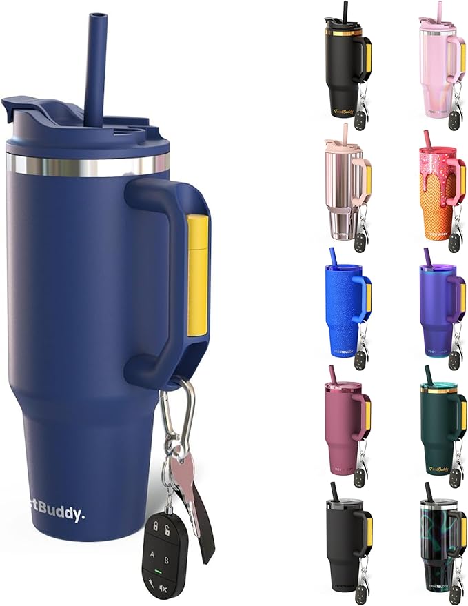 Frost Buddy Thicc Buddy - 40 oz Stainless Steel Vacuum Insulated Tumbler with Lid and Straw for Water - Travel Mug Cupholder Friendly - Gifts for Women Men Him Her (Navy)