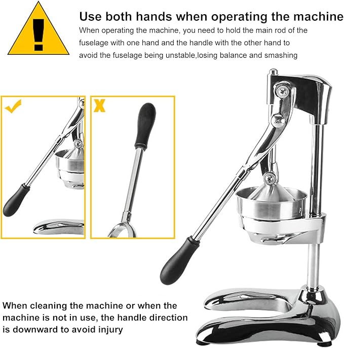 Commercial Grade Manual Hand Press Fruit Squeezer, Heavy Duty Stainless Steel Citrus Lemon Orange Juicer for Home Kitchen Use, Just Pull Down Handle, Stable U Shaped Base