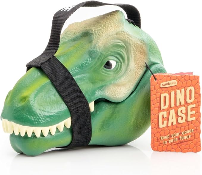 Suck UK Dinosaur Lunch Box - Kids Lunch Box - Dinosaur Bag - Funny Storage - Dino Case - T Rex Head Food Container with Carry Handle - Food Carry Boxes - Dino Gifts - Boys Snack Boxes - Novelty Gift