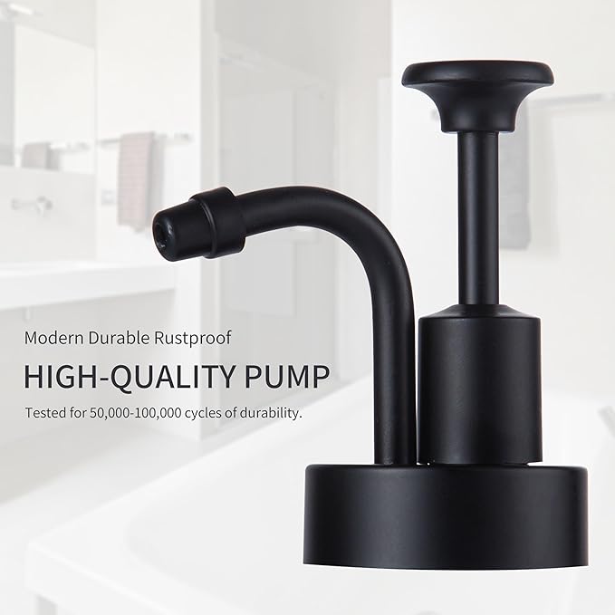 Enra Black Soap Dispenser with Window,17oz Glass Hand Soap Dispenser Stainless Steel Hand Pump,Liquid Soap Dispenser Countertop Lotion Bottle for Bathroom Kitchen(Black-Liquid 2)