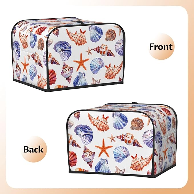 Beach Seashells Covers for 4 Slice Toasters,Cute Country Bread Machine Cover with Handle,Washable Stain Resistant Kitchen Small Appliance Cover Dining Decor