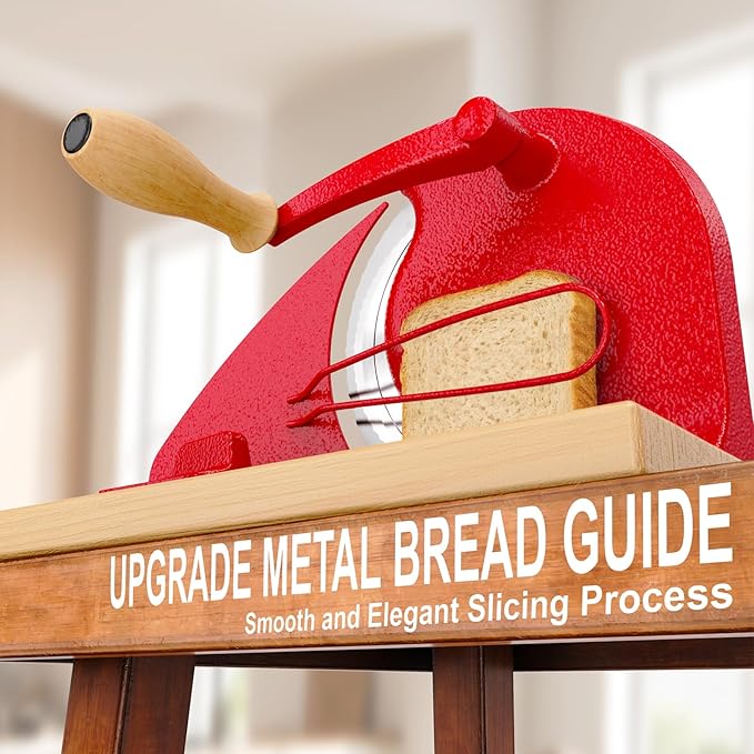 Upgrade Manual Bread Slicer for Homemade Sourdough Bread, Adjustable Thickness with Stainless Steel Serrated Blade, Even Slicing Guide, Non-Slip Suction Cups – Ideal for Home Kitchens and Bakeries