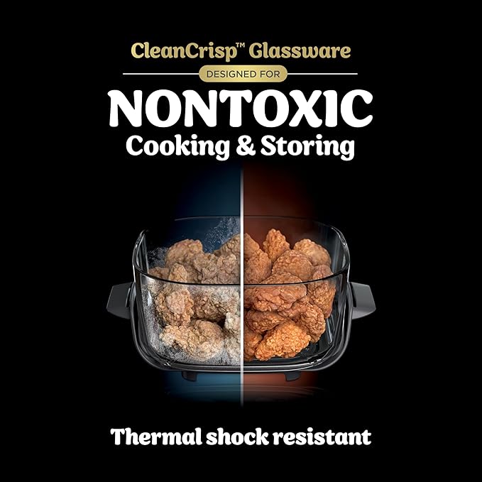 Ninja Crispi 5-in-1 Glass Air Fryer | 450°F, Nontoxic, 4QT & 6-Cup Containers & Lids | Microwave, Freezer, Dishwasher Safe | Max Crisp, Air Fry, Bake, Recrisp, Keep Warm | Brit. Racing Green, FN103BF