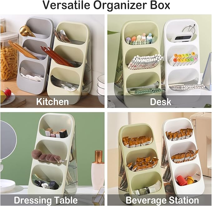 COVRA 3-Tier Large Capacity Kitchen Utensil Organizer – Minimalist Desktop Storage Box for Kitchen, Bedroom, Living Room & More (Green)
