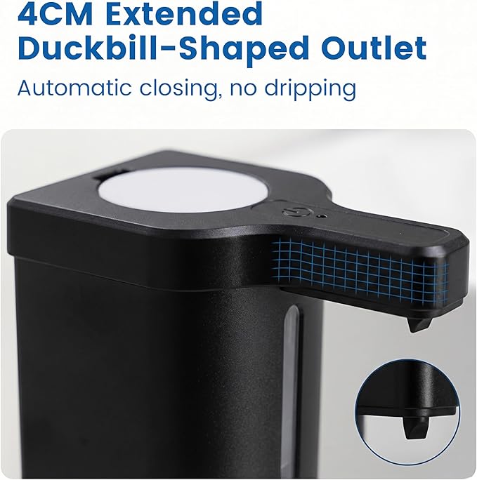 Touchless Automatic Soap Dispenser, 17 oz / 500ml Type-C Rechargeable Countertop Liquid Hand Soap Dispenser for Kitchen and Bathroom, Stainless Steel, Black