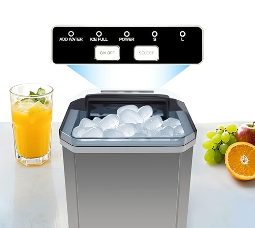 iTOMA Countertop Ice Maker Machine, 2 Sizes of Bullet Ice, 1.3L Auto-Cleaning Ice Maker with Basket and Scoop, for Home/Kitchen/Office/Bar Party Ice Cube Machine