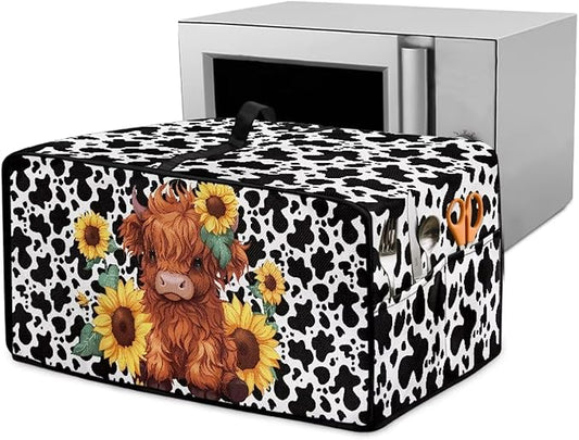 Countertop Convection Oven Cover Dust Protection Air Fryer Toaster Oven Covers for Home Kitchen Decorations 16.5 x 20.5 x 10 inches, M, Sunflower Highland Cow Print