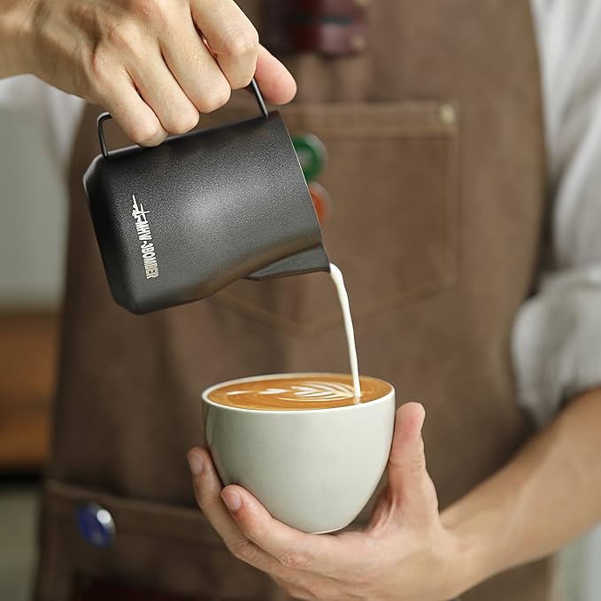 MHW-3BOMBER WDT Tool Espresso Distribution Tool with Magnetic Stand for Barista + MHW-3BOMBER Milk Frothing Pitcher 12oz Milk Frother Cup Espresso Steaming Pitcher