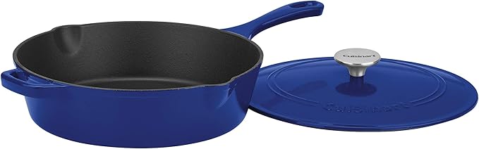Cuisinart 12-Inch Cast Iron Chicken Fryer with Lid, 4.5 Quart Capacity, Porcelain Enameled Interior, Oven Safe, Induction Compatible, Colbat