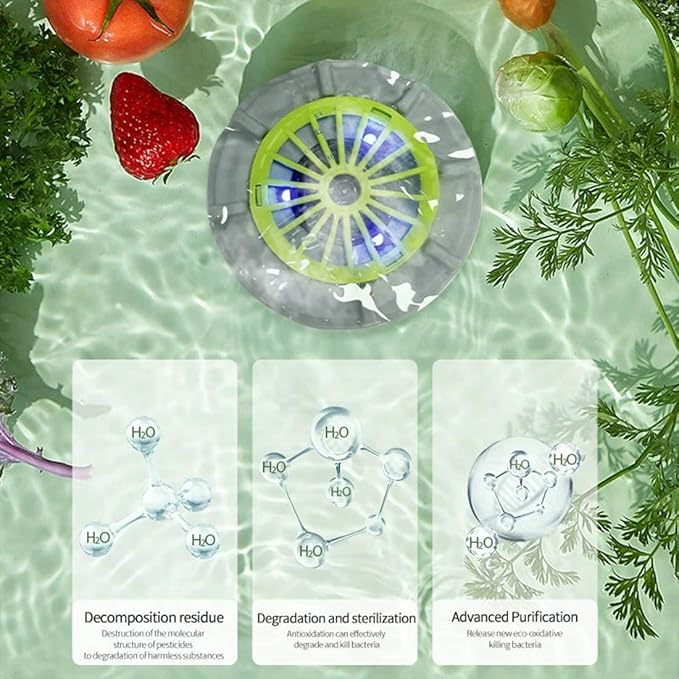 Efficient Portable Fruit and Vegetable Washers, Fruit and Vegetable Cleaning Machine, Electric Fruit Cleaner for Washing Fruits, Vegetables, Grain, Meat, Water-Proof & Wireless Charging (C)