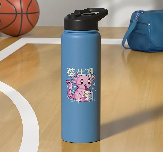 Cute Sea Creature Drinking Milk Japanese Art Kawaii Stainless Steel Insulated Water Bottle