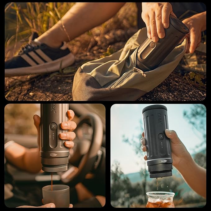 IKAPE Newly KAPO K2 Portable Espresso Machine with Bl uetooth APP Connect & 51mm Bottomless Basket, Electric Coffee Maker 20 Bar Pressure, for Home, Travel, Camping
