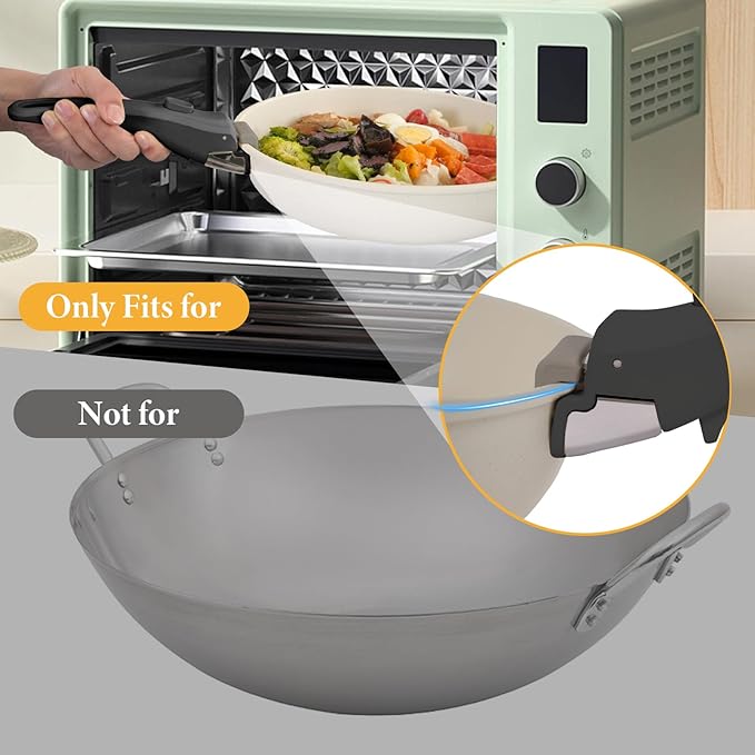 Removable Pot Handle, Universal Pan Handle, Replacement for Pots and Pans, Fits All Cookware, Includes Spoon Rest, Durable & Heat-Resistant, Black - Gray