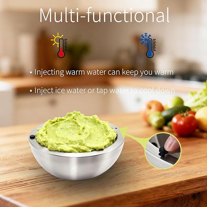 Dip Chiller Bowl 2 Pack- 35oz Large Capacity, Stainless Steel Insulated Party Ice Serving Bowl, Salad Pod for Parties Salsa, Guacamole, Condiments, Sauces, Food & Salad Hot or Cold