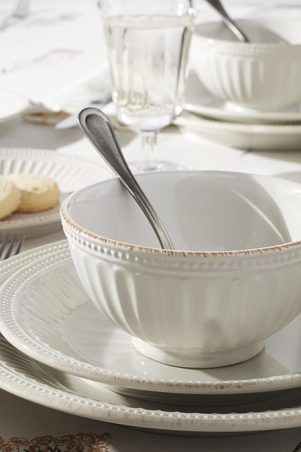Lenox 899195 French Perle Groove 18-Piece Dinnerware Set, Service For 6