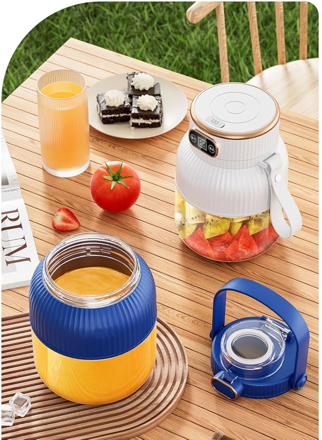 Portable Blender,Portable Blender for Shakes and Smoothies, Personal Size High Speed Blender,21oz USB C Rechargeable Blender for Travel/Picnic/Office/Gym/Sport (BLUE WITH CUP LID)