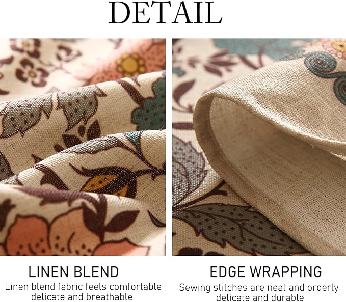 ISAENNE Designer Boho Floral Extra Long Tablecloth Rectangle,Linen Lotus Flower Pattern Colorful Table Cloth,Durable Decor Tablecloths for Dining Thanksgiving Kitchen Christmas,63"*110"-Hazel A