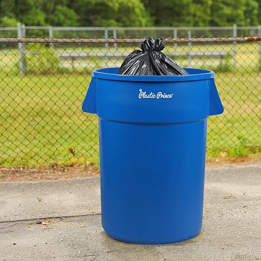 PLASTIC PRINCE 44 Gallon Round Trash Can Garbage Can Blue Waste Container for Home Garage Restaurants Warehouses