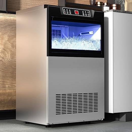 YITAHOME 100lbs Under Counter Ice Maker, ETL & DOE Certificated Commercial Ice Maker Machine Commercial, Large Ice Makers Freestanding for Home Cafe Bar Restaurant 45pcs with 33lbs Storage Bin