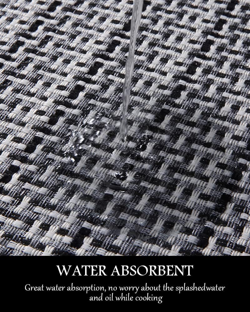 PADOOR Kitchen Mats for Floor, Kitchen Rugs Non Slip Washable, Rubber Backed Kitchen Runner Super Absorbent Long Kitchen Floor Mat Sink Rug, 20”x70” Black